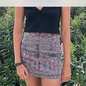 Free People Multicolor Paisley Mini Skirt